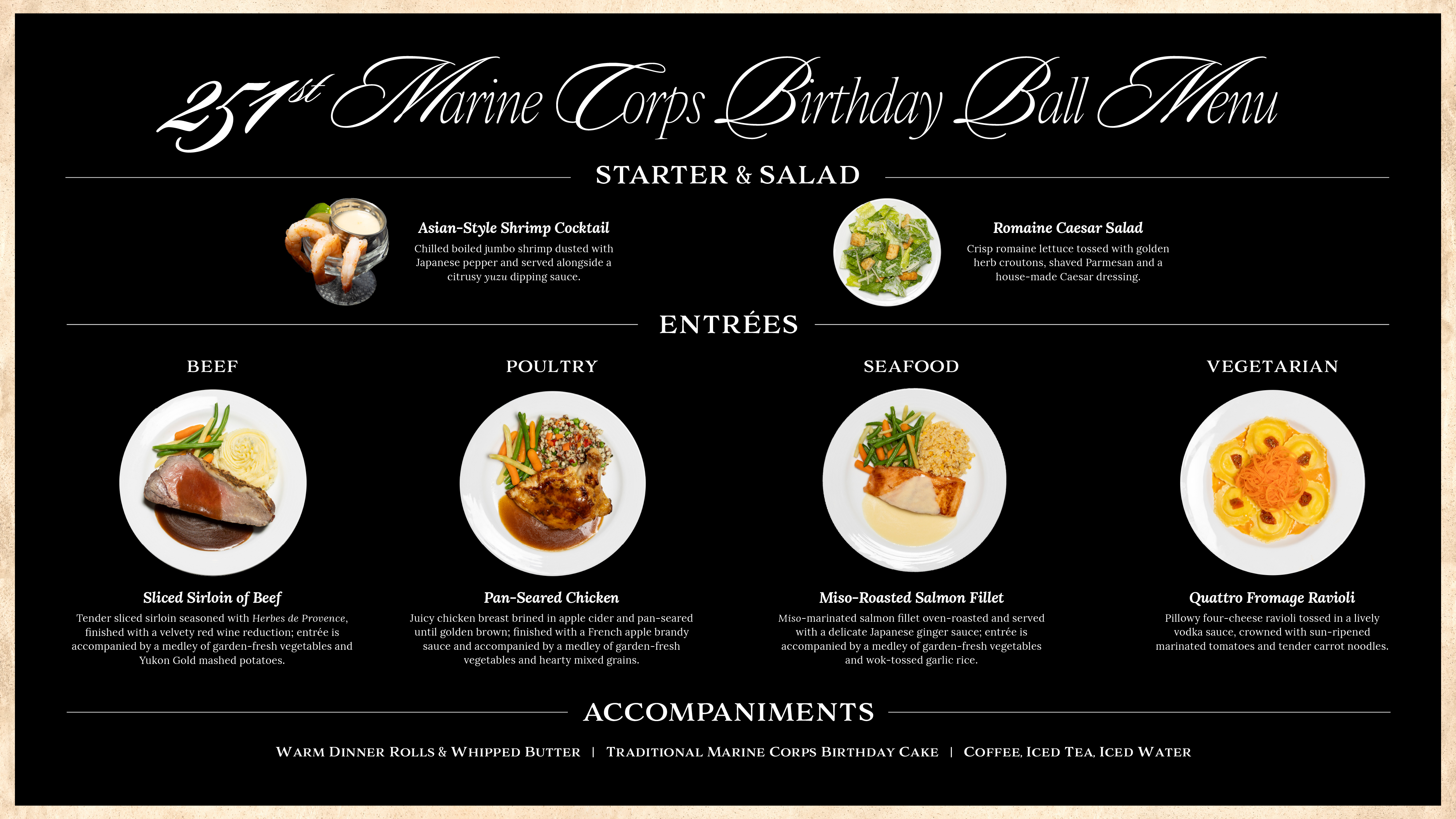 Marine Corps Birthday Ball Menu